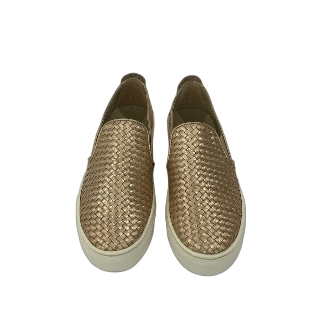 The Flexx Sneakers Women’s Size 7.5 Color Gold Woven Leather Padded Footbed Shoe